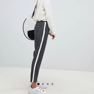 ASOS Design Stripe Tapered Pants with Side Panel